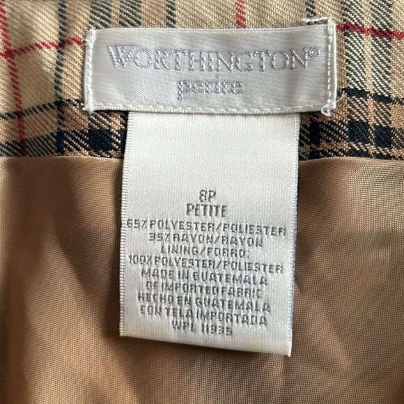 Worthington plaid A-line lined skirt, size 8 P - Picture 5 of 6